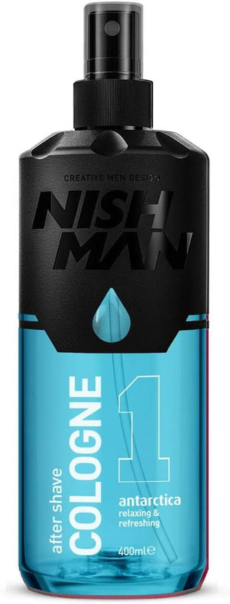 NISHMAN Aftershave Men, Mens Cologne, Antarctica 01  Relaxing Refreshing Aftershaving Spray Lotion Kolonya for Men  Contains grapefruit mandarin jasmine orchid and amber woods 400ml (Antarctica)