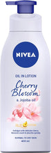NIVEA Oil In Lotion Cherry Blossom & Jojoba Oil 400ml, Replenishing Body Lotion with Cherry Blossom & Jojoba Oil, Intensive Moisturising Cream