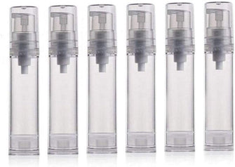 10ml/0.3oz Airless Pump Bottle - Empty Refillable Airless Vacuum Pump Cream Lotion Bottle Travel Bottles Toiletries Liquid Container DIY Beauty Tool for Cosmetic Make-up Pack of 6 (Clear)