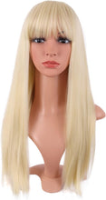 MapofBeauty 22 Inch/56 cm Long Straight Synthetic Hair Heat Resistant Party Cosplay Wig (Mixed Blonde)