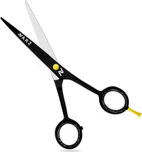 NARZ Professional Hairdressing scissors for Barbers & Hairdressers 6" Stainless Steel Hair Cutting Scissors for Men & Women (Black) (Royal Black)