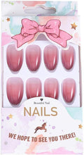 Brishow Coffin False Nails Pink Short Fake Nails Reusable Acrylic Stick on Nails Gradient Full Cover Press on Nails 24pcs for Women and Girls (4)