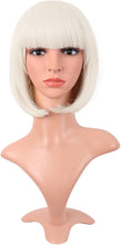 MapofBeauty 12 Inch /30 cm Fashion Lady Short Straight Synthetic Flat Bangs Bob Wig (Platinum Blonde)