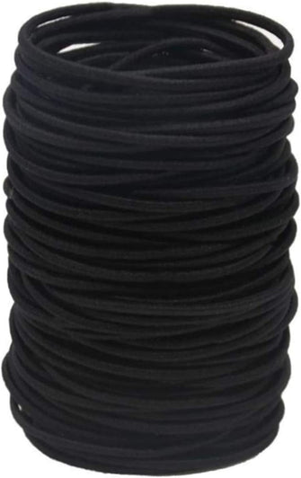 Elastic Hair Bands (50 Pieces), 2mm Elastic Hair Ties Ponytail Holders, Bulk Hair Ties No Metal Gentle Elastics for Women Men Girls Kids - Black