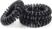 JOYOYO 20 Pcs Black Spiral Hair Ties Plastic Spiral Hair Bands Coil Hair Bands Telephone Cord Bobbles, Traceless Strong Hold Waterproof Ponytail Holders for Women and Girls