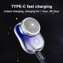 Mini Electric Shaver, Portable Men Electric Shaver USB Rechargeable Men Grooming Razor, Pocket Size Mini Shaver Washable for Travel (Blue)