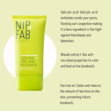Nip + Fab Teen Skin Fix Zero Shine Face Moisturizer with Niacinamide and Antioxidant Wasabi Extract, Shine Free Mattifying Facial Cream for Oil Control Prevent Breakouts Even Skin Tone, 40 ml