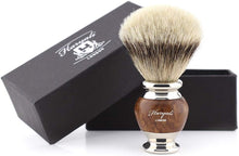 Haryali London Mens Shaving Brush with Silver Tip Badger Hair Bristles Wood & Metal Handle for Beard & Mustache Facial Hair Perfect Shave