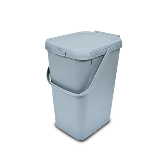 Addis 519226 Kitchen Recycling & General Storage bin 18 litres Stackable Food Waste Organiser Caddy with Clip lock lid & carrying Handle, Eco from Recycled Plastic Light Grey