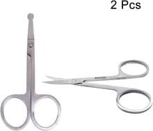 KALLORY Professional Nose Hair Scissors, Stainless Steel Curved Eyebrow Scissors Manicure Scissors with Rounded Tip for Facial Hair,Nose Hair,Ear Hair,Eyebrow and Nail, 2 Pack