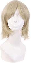 MapofBeauty 12 Inch/30 cm Men Women Short Straight Side Bangs Cosplay Costume Wig (Blonde)