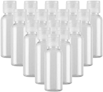 ericotry 24PCS 20ml/0.7oz Clear Empty Plastic Sample Bottle Travel Cosmetic Containers Jars Pot Vial with Flip Cap Perfect for Makeup Emollient Water Shower Gel Emulsion Shampoo Massage Oils