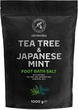 Foot Bath Salt with Tea Tree and Japanese Mint Essential Oils - 1kg /1000g - Natural Sea Salt Foot Bath - Foot & Nail Soak - Pedicure Foot Soak - Foot Care - Foot Odor - Aromatherapy Bath Salts