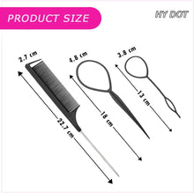 Hair Braiding Tool Rat Tail Comb Braid Tail Hair Loop Tool - Hair Pull Through Tool Pin Tail Comb - Parting Comb hair Twister looping Tool Elastic Hair ties French Braid Gift Set