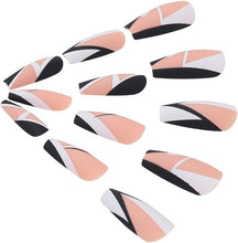 Brishow Coffin False Nails Press on Nails Short Fake Nails Ballerina Acrylic Stick on Nails 24pcs for Women and Girls