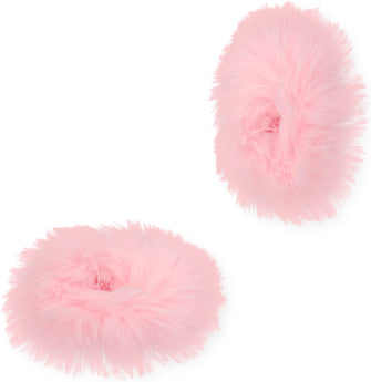 KINBOM 2Pcs Plush Faux Rabbit Fur Hair Ties, Fluffy Elastic Hair Scrunchies Ponytail Scrunchies Hair Accessories(Light Pink)