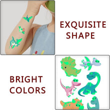 12 Pcs Dinosaur Kids Tattoos Glitter Fake Tattoo Sticker Party Decorations for Kids Boys Girls