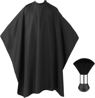 FRCOLOR Barber Cape Salon Cape Hairdressing Apron Black Long Hair Cutting Gown, Neck Duster Brush Included - 55" x 63"