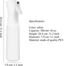 JZF 500 ml Spray Bottle for Hair, Big Capacity White Empty Refillable Cosmetic Spray Bottles, Ultra Fine Mist for Hair Styling, Cleaning, Gardening, Misting & Skin Care