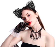 Halloween Cat Ears Headband, Makeup Party Lace Cat Ears Headband,Halloween Carnival Party Masquerade Cosplay Sweet Sexy Women Lace Hair Accessories Headband Costume Accessories