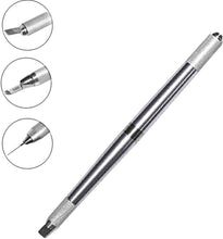 Pinkiou Eyebrow Tattoo Pen Microblading Pen 3 in 1 Permanent Makeup Manual Tattoo Tool (Silver)