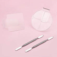 NAUZE Hand Makeup Mixing Palette Set Clear Acrylic Makeup Mixing Tray and Stainless Steel Spatula for Foundation Eyeshadow Nail Art Makeup Tools (Round)