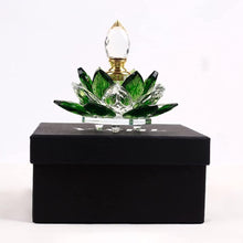 Lurrose Empty Crystal Perfume Bottles Crystal Lotus Flower Shaped Refillable Glass Perfume Bottle Feng Shui Home Decor