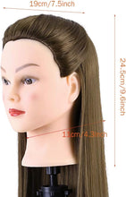 Hair Styling Mannequin Head, Synthetic Fiber Hairdressing Cosmetology Doll Head Washable Hair Training Head with Table Clamp Stand 24inch