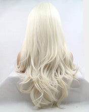 Long Hair Body Wave High Temperature Natural Hairline Free Part 60 White Blonde Color Synthetic Lace Front Wigs for Women Girls Replacement Wedding Wigs