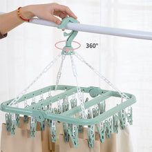 Folding Sock Dryer with 32 Pegs Clothes Drying Hanger with Clips for Washing Line Accessories, Drip Airer Hanging Sock Rack with 4 Beach Towel Quilt Clips for Shoe Insoles Underwear Bras Baby Clothes