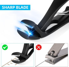 LOPHE Angled Head Nail Clippers for Seniors, Ergonomic Toenail Clipper for Thick Nails, Stainless Steel Nail Cutter with Catcher, Sharp Curved Heavy Duty Nail Clippers Gift for Men and Women