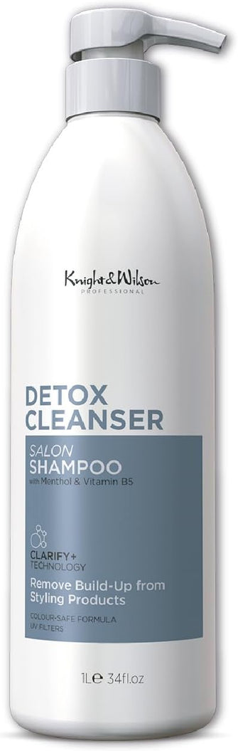 Knight & Wilson Salon Professional Detox Cleanser Salon Shampoo 1000ml. Lightweight Clarifying Shampoo that removes all product build up. Purifies with Vitamin B5.