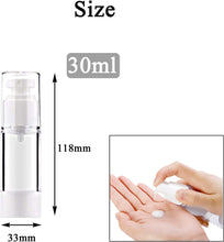 JamHooDirect 30ml Airless Pump Bottle Refillable Empty Clear Bottle Travel Containers/Vacuum Press Pump Bottles With Funnel and Label for Perfume Liquid Makeup Tool