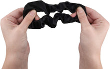 Navaris 2 Pack Scrunchies for Hair - 100% Silk Elastic Hair Bobbles Scrunchies Ponytail Holder Bands Set for Women, Girls, Ladies, Children - Black