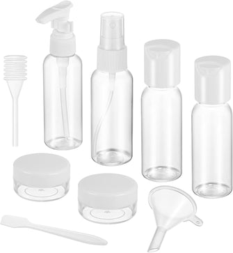 FANTESI Travel Bottles for Toiletries, 9 PCS Leak Proof Refillable Travel Containers Liquid Containers with Clear Toiletries Bag for Cosmetic Shampoo Lotion Makeup Shower Hand Soap