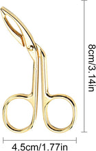 LuLiyLdJ 3 Packs Eyebrow Tweezers, Scissors Shaped Eyebrow Straight Tip Tweezers Clip, Flat Tip Tweezers Hair Plucker, Straight Tip Hairgripping Eyebrow (Gold Plated, 3 Packs)