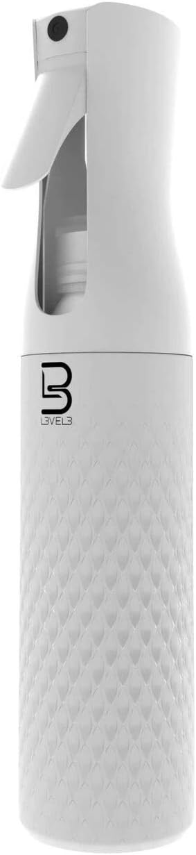 L3VEL3 Beveled Spray Bottle - Distributes Water Evenly - Effectively Covers Large Areas - Produces Powerful, Continuous Mist - Easy and Comfortable to Hold - Innovative Design - White - 300 ml