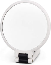 DESON Double-Sided Hand Mirror, 5 x Magnifying Mirror, Foldable Adjustable Mirror with Handle, Round Travel Mirror for Makeup and Styling