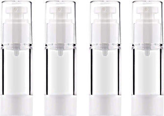 JamHooDirect 30ml Airless Pump Bottle Refillable Empty Clear Bottle Travel Containers/Vacuum Press Pump Bottles With Funnel and Label for Perfume Liquid Makeup Tool