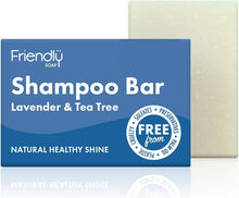 Friendly Soap - Natural Lavender & Tea Tree Shampoo Bar, Antibacterial, Rich & Nourishing, Handmade with Coconut & Essential Oils, No Sulfates & Palm Oil, Vegan, Eco-Friendly, Recyclable Packaging 95g