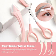 GIMIRO Eyebrow Scissors with Combs Eyebrow Trimmer Manual Hair Shaver Eyebrow Remover Hair Cutting Set Beauty Tools (PINK PRO)