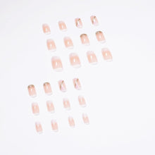 Coffin False Nails Short, 24Pcs Pink Gradient French Fake Nails, Gold Glitter Press on Nails, Full Cover Acrylic Nails Stick on Nails with Manicure Tools for Women Girls Nail Art