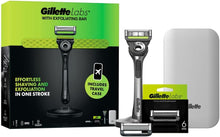 Gillette Labs Men's Razor + 8 Razor Blade Refills with Exfoliating Bar, Includes Premium Magnetic Stand & Travel Case