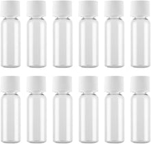 12pcs 30ml Empty Refillable Clear Plastic Bottles with White Screw Caps Travel Bottles Cosmetic Containers Vials for Lotion Toner Makeup Liquids 1oz