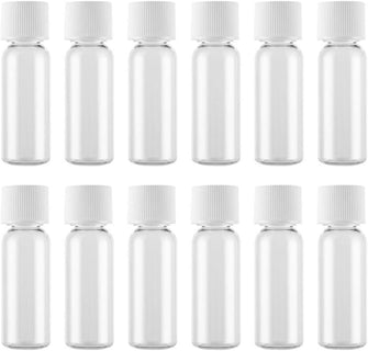 12pcs 30ml Empty Refillable Clear Plastic Bottles with White Screw Caps Travel Bottles Cosmetic Containers Vials for Lotion Toner Makeup Liquids 1oz