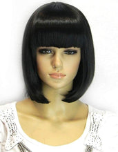 Kalyss Black Bob Wig with Fringe Straight Short Wigs for Women Synthetic Hair Wigs