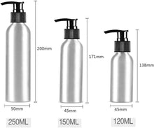 3PCS Aluminum Lotion Pump Bottle with Black PP Pump Head Empty Refill Cosmetic Travel Sample Dispenser Holder Jar Makeup Cream Emulsion Bath Shower Gel Shampoo Container DIY Beauty Tool (120ml)