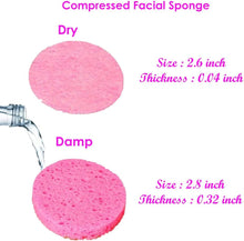 Compressed Face Sponge - Pack of 40 Pink  Cellulose Facial Sponges  Natural Cosmetic Spa Sponges for Facial Cleansing, Exfoliating Mask, Makeup Removal  Round Biodegradable & Reusable Face Pads