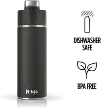 Ninja Thirsti Water Bottle and Flask 700 ML With Leak-Proof Lid, Designed For Carbonated, Hot & Cold Drinks, Ideal For Travel & Sports, Triple Insulated, Stainless Steel Bottle, Black, DW2401EUUKBK