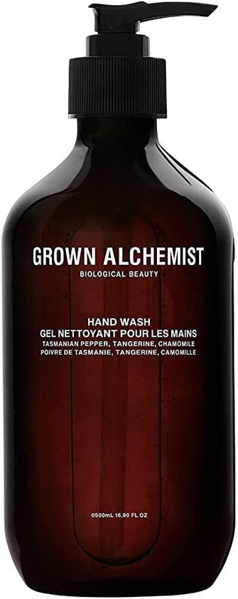 Grown Alchemist Hand Wash: Tasmanian Pepper, Tangerine, Chamomile - Soothing Hand Cleanser Hydrates Sensitive or Irritated Skin - Natural Blend of Bioactives - 500mL